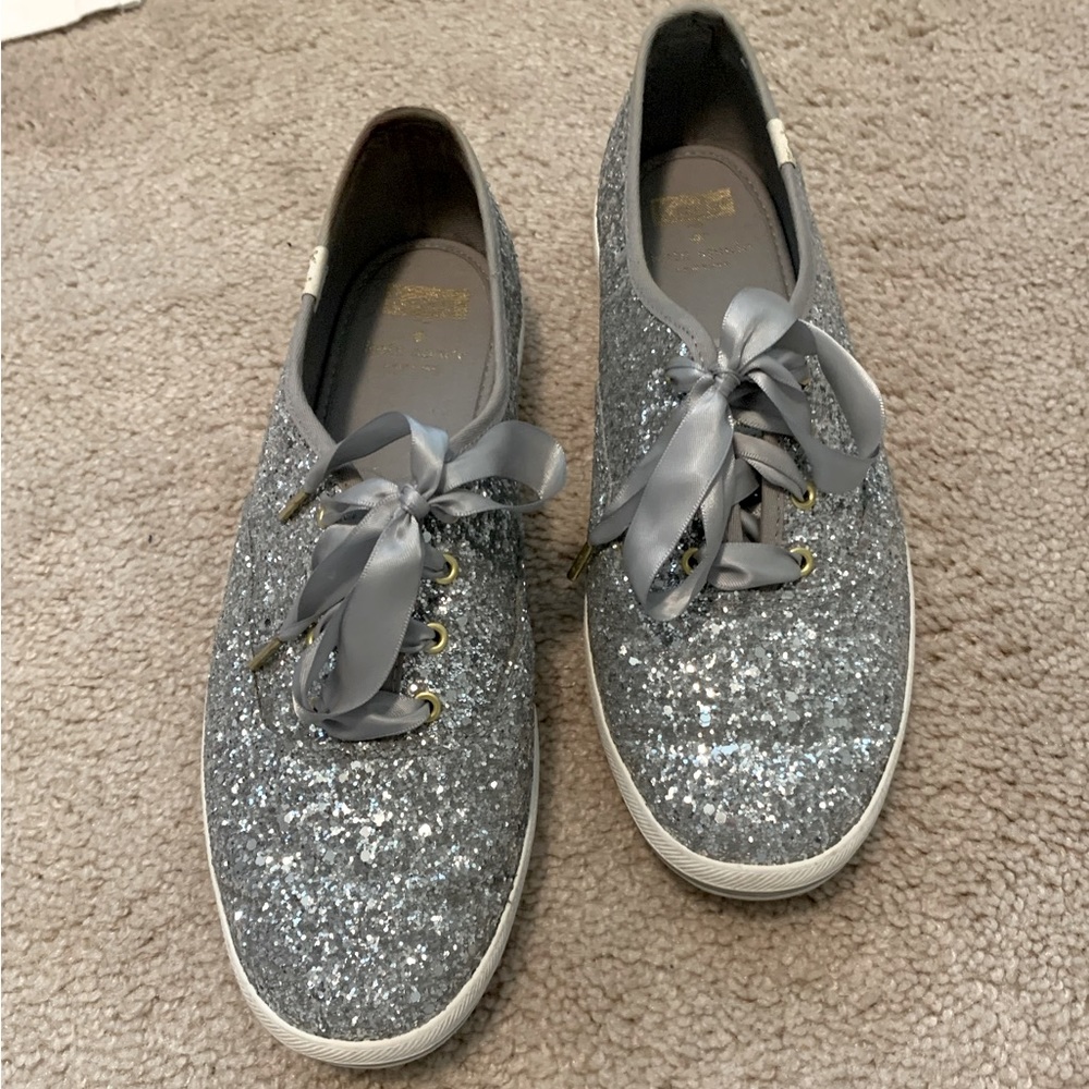 kate spade sparkly silver keds